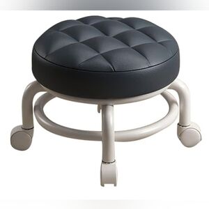 Low Roller Mini Stool , Pedicure Seat Footrest Multiuse Kids, Black Cream New